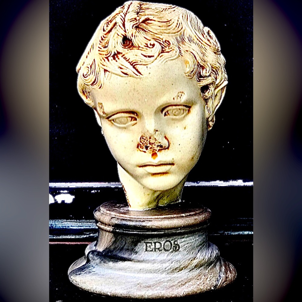 Vintage Mid Century Archaic Reproduction EROS Young Boy Poly Resin Statue